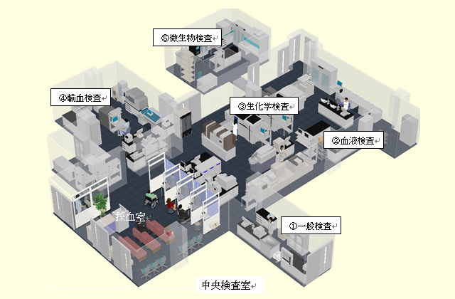 中央検査室内の図面画像
